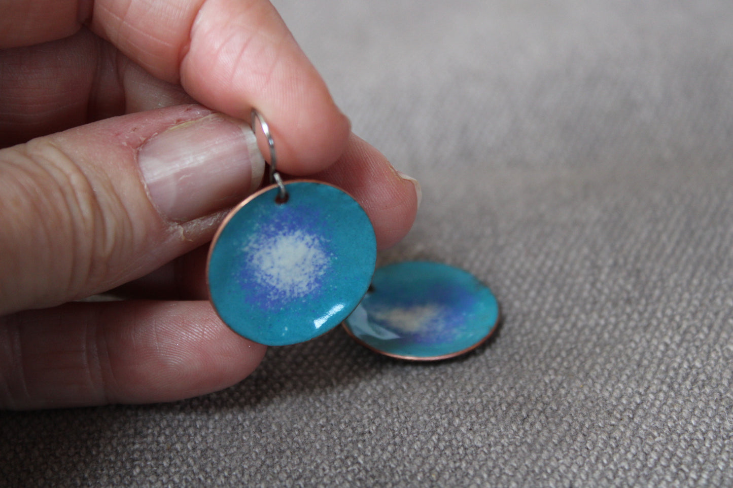 Teal Domed Earrings