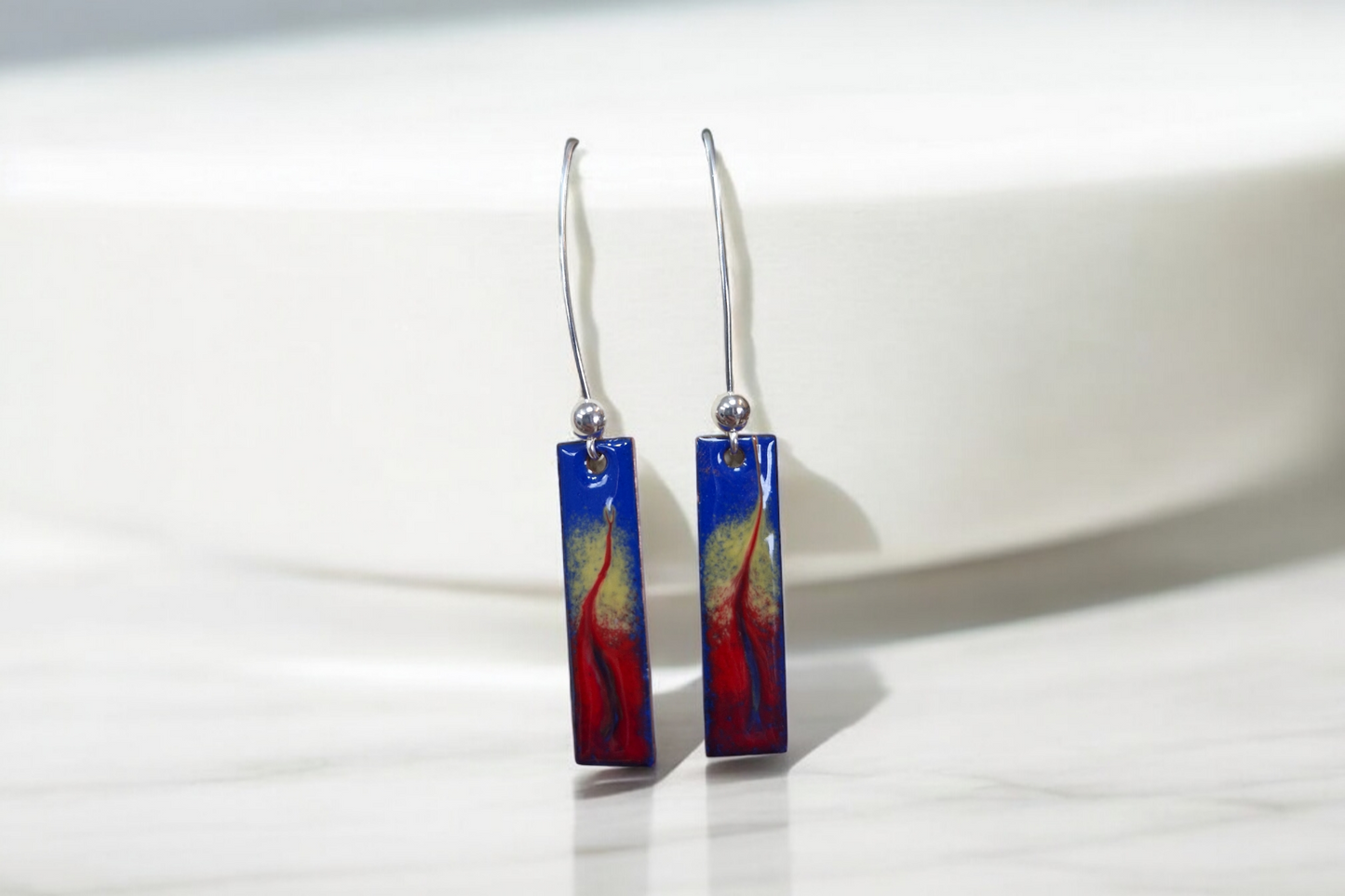 Sarah , Silver Bead Bar Earrings