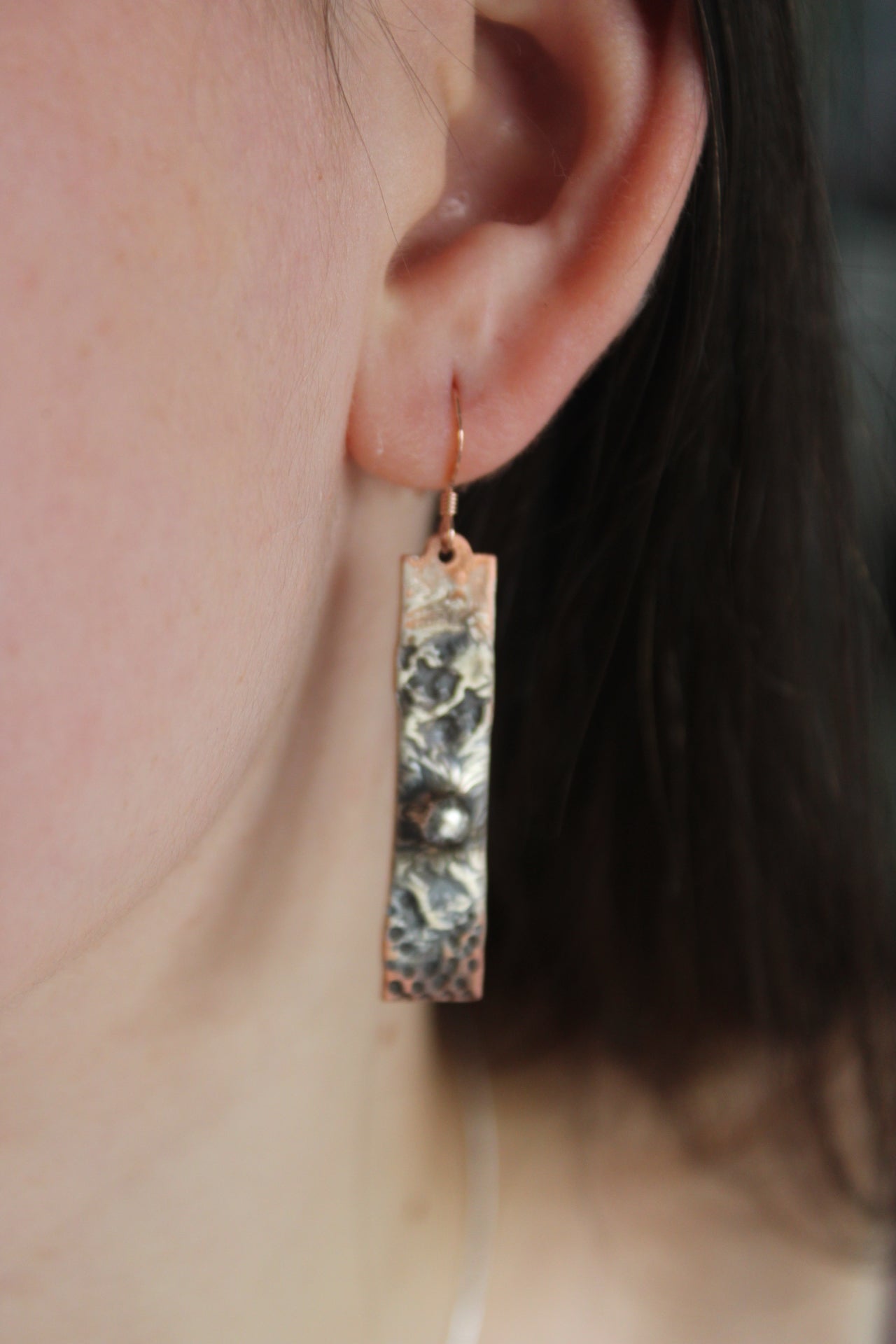 Silver/Copper Landscape Bar Earrings