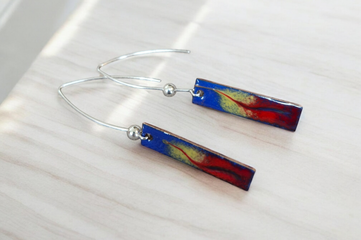 Sarah ,  Silver Bead Bar Earrings