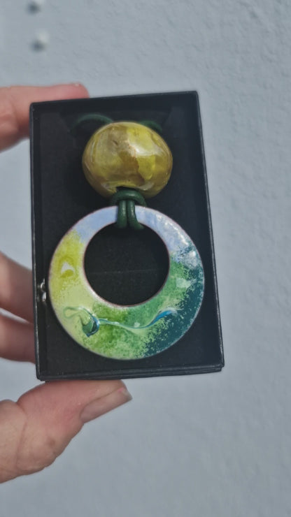 Citrus Verde - Nature Inspired Lime Green Ceramic Copper Pendant