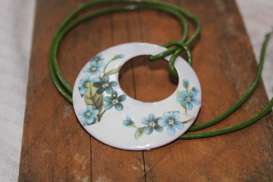 Floral Enamel Pendant Necklace – Boho Artisan Jewellery Handmade in Ireland