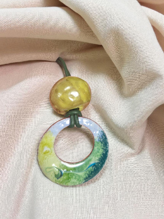 Citrus Verde - Nature Inspired Lime Green Ceramic Copper Pendant