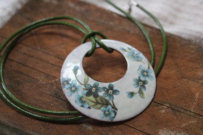 Floral Enamel Pendant Necklace – Boho Artisan Jewellery Handmade in Ireland