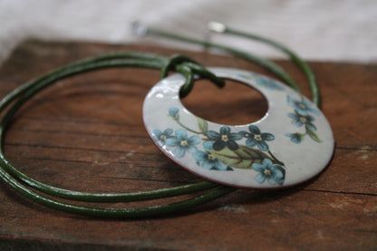 Floral Enamel Pendant Necklace – Boho Artisan Jewellery Handmade in Ireland